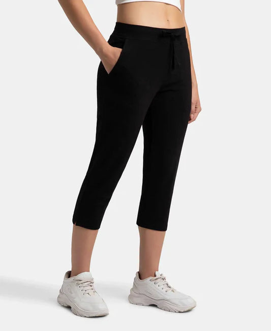 #1300 Super Combed Cotton Elastane Slim Fit Capri with Side Pockets uper  Cotton Elastane Slim Fit Printed Capri with Side Pockets