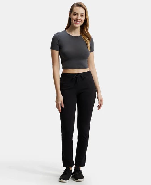 #1301 Super Combed Cotton Elastane Slim Fit Trackpants With Side Pockets
