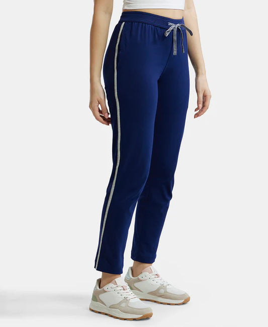 #1305 Super Combed Cotton Rich Relaxed Fit Trackpants With Contrast Side Piping and Pockets