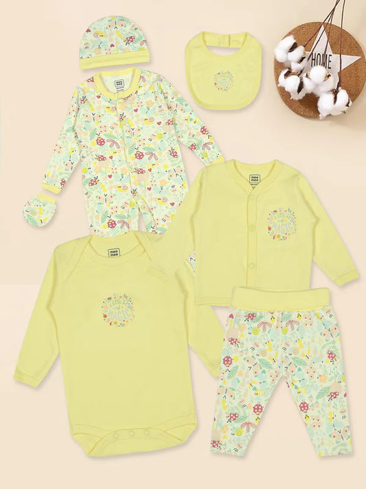 Mee Mee Yellow Cotton Baby Gift Set – Pack of 7 Essentials for Comfort & Style
