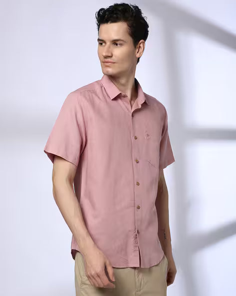 JOHN PLAYERS Men Relaxed Fit Solid- Cotton Linen Shirt 443054067024