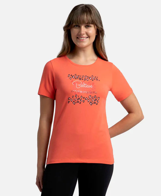 #1361 Super Combed Cotton Elastane Stretch Regular Fit Graphic Printed Round Neck Half Sleeve T-Shirt