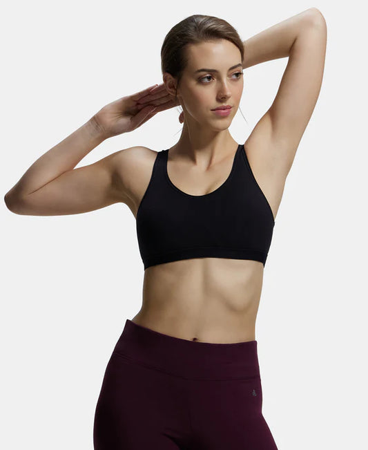 #1376 Wirefree Non Padded Super Combed Cotton Elastane Stretch Full Coverage Slip-On Active Bra with Wider Straps and Moisture Move Treatment