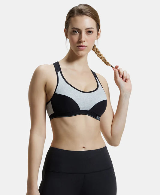 #1378 Wirefree Padded Super Combed Cotton Elastane Stretch   Full Racerback Active Bra with StayFresh and Moveoisture Move Treatment