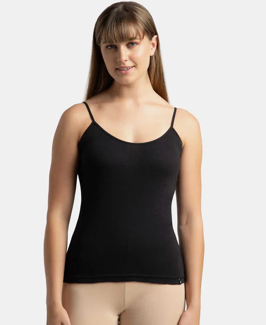 #1487 Super Combed Cotton Rib Camisole with Adjustable Straps and StayFresh Treatment - White