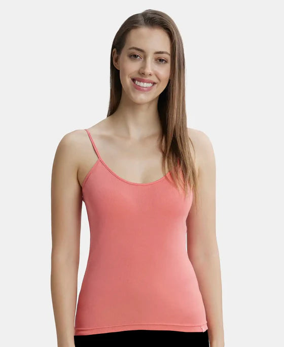 #1487 Super Combed Cotton Rib Camisole with Adjustable Straps and StayFresh Treatment - White