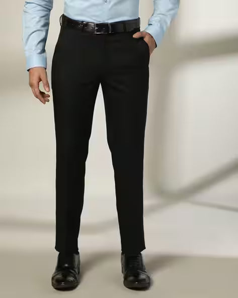 JOHN PLAYERS Men Regular Fit Flat-Front Trousers (443037437003)