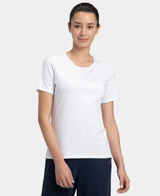 #1515 Super Combed Cotton Elastane Stretch Regular Fit Solid Round Neck Half Sleeve T-Shirt
