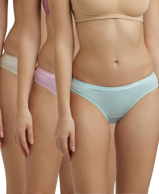#1525  Medium Coverage Super Combed Cotton Bikini With Exposed Waistband and StayFresh Treatment -