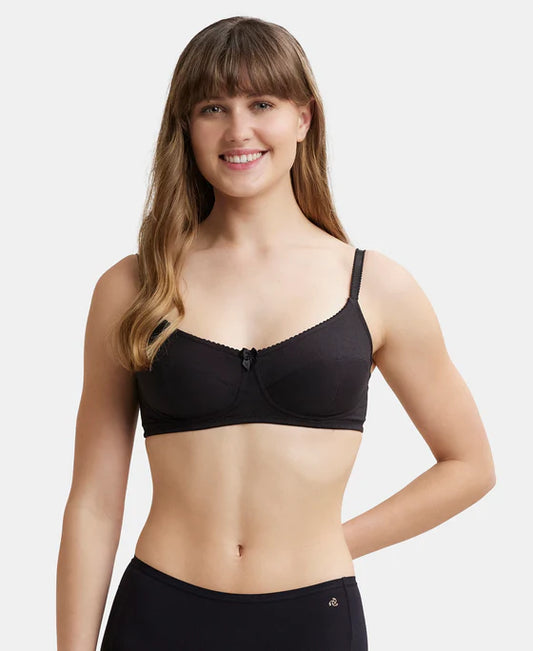 #1615 Wirefree Non Padded Super Combed Cotton Elastane Stretch Full Coverage Everyday Bra with Soft Adjustable Straps