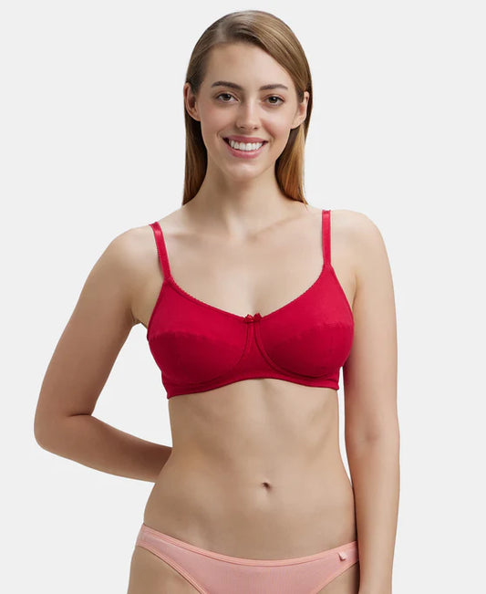 #1615 Wirefree Non Padded Super Combed Cotton Elastane Stretch Full Coverage Everyday Bra with Soft Adjustable Straps