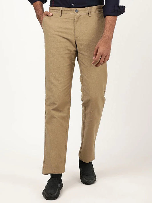 Indian Terrain Men Kansas Fit Cotton Stretch Trouser ITMTR01469 Khaki Shade