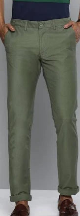 INDIAN TERRAIN  Men Slim Fit Green Cotton Blend Trousers ITMTR00878