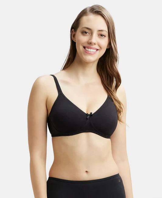 #1722 Wirefree Non Padded Super Combed Cotton Elastane Stretch Medium Coverage Everyday Bra with Concealed Shaper Panel
