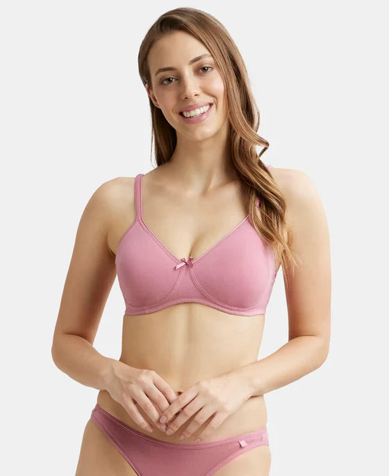 #1722 Wirefree Non Padded Super Combed Cotton Elastane Stretch Medium Coverage Everyday Bra with Concealed Shaper Panel