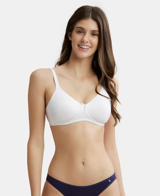 #1722 Wirefree Non Padded Super Combed Cotton Elastane Stretch Medium Coverage Everyday Bra with Concealed Shaper Panel