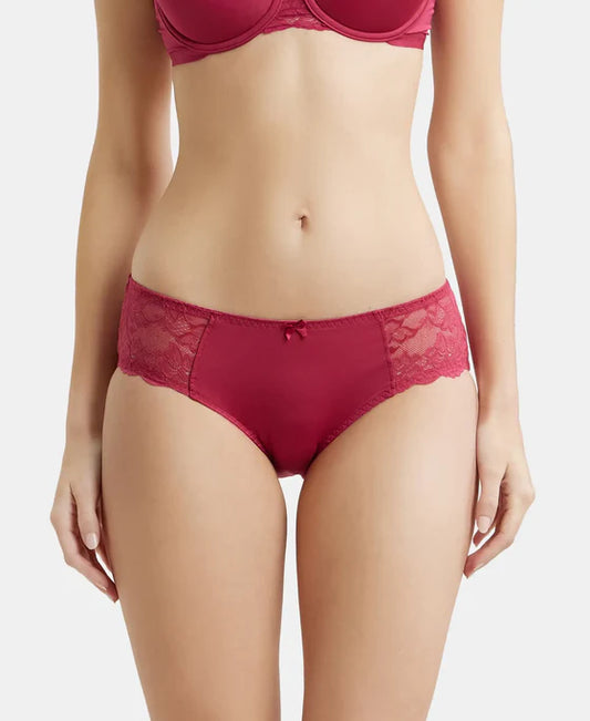 #1814 Full Coverage Soft Touch Microfiber Elastane Stretch Hipster With Lace Styling and StayFresh Treatment