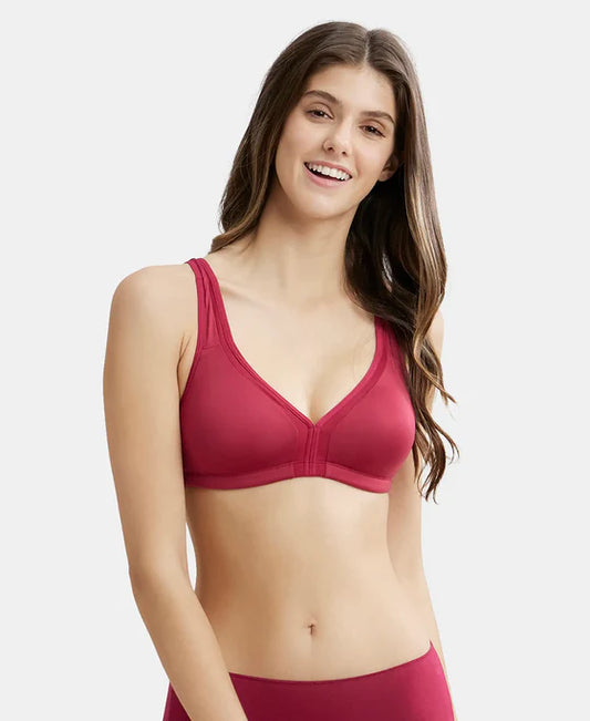 #1820 Wirefree Non Padded Soft Touch Microfiber Elastane Stretch Full Coverage Everyday Bra with Stylised Mesh Panel