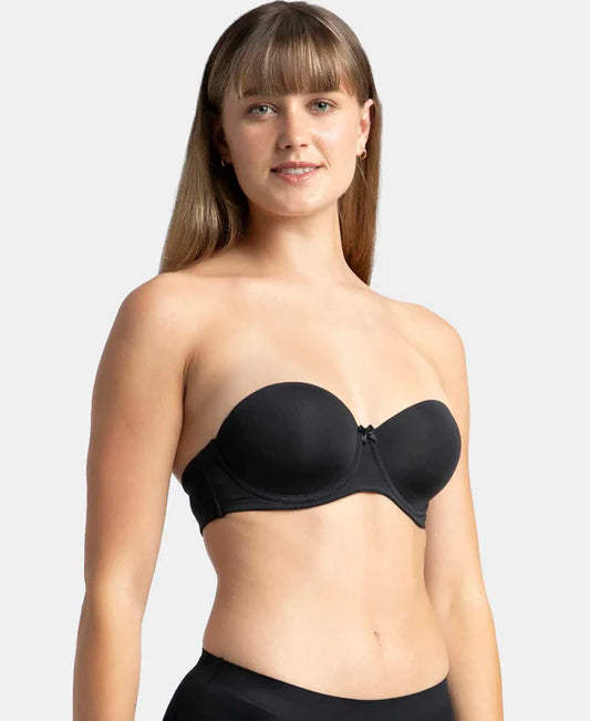 #1831 Under-Wired Padded Soft Touch Microfiber Elastane Stretch Full Coverage Strapless Bra with Ultra-Grip Support Band