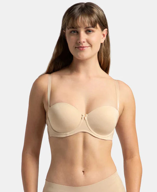 #1831 Under-Wired Padded Soft Touch Microfiber Elastane Stretch Full Coverage Strapless Bra with Ultra-Grip Support Band