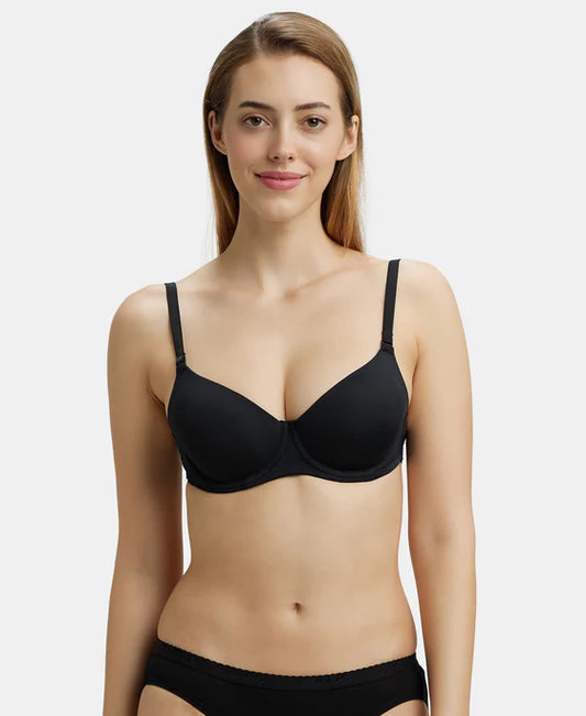 #1832Wired Padded Soft Touch Microfiber Elastane Stretch Medium Coverage Multiway Backless Bra -