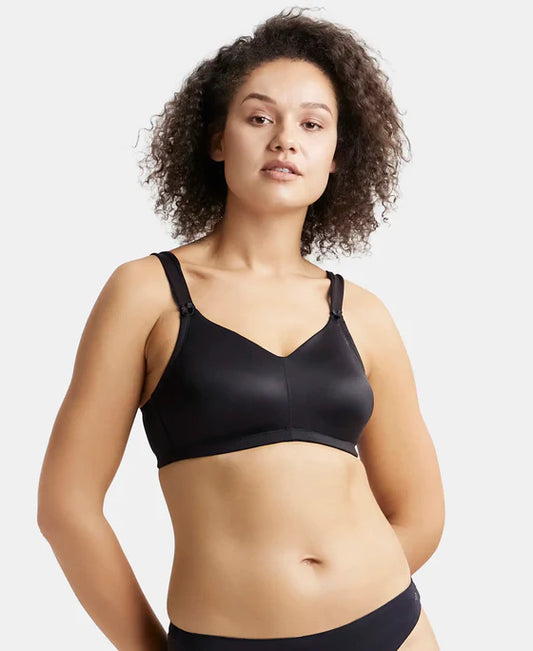 #1841 Wirefree Non Padded Soft Touch Microfiber Elastane Stretch Full Coverage Minimizer Bra with Broad Cushioned Fabric Strap