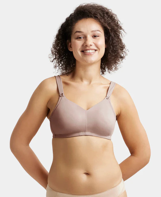 #1841 Wirefree Non Padded Soft Touch Microfiber Elastane Stretch Full Coverage Minimizer Bra with Broad Cushioned Fabric Strap