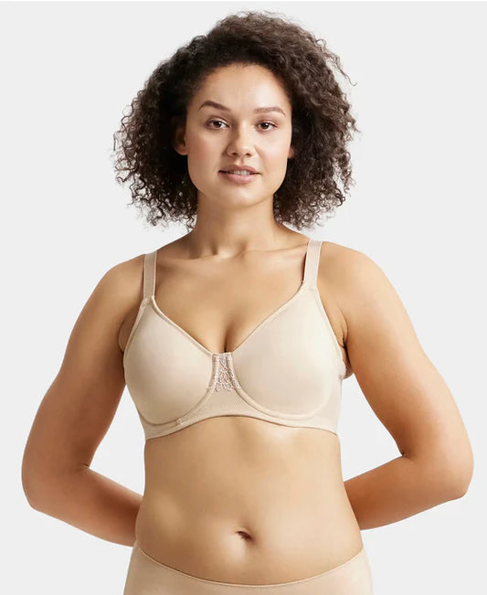 #1855 Under-Wired Non-Padded Soft Touch Microfiber Elastane Stretch Full Coverage Minimizer Bra with Broad Wings