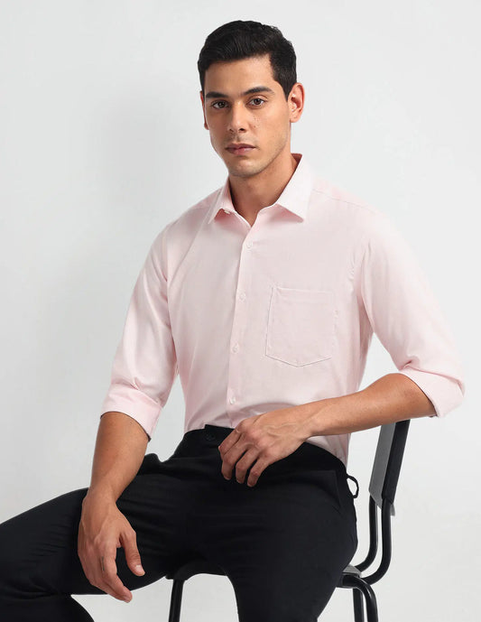 #Arrow Pink Cotton Regular Fit Shirt Arrow
