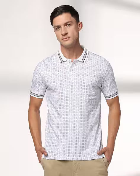 JOHN PLAYERS Men Printed Slim Fit Polo T-Shirt 443054425014