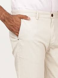 ITMTR01173 – Men's Brooklyn Fit Solid Cotton Stretch Trouser White Shade