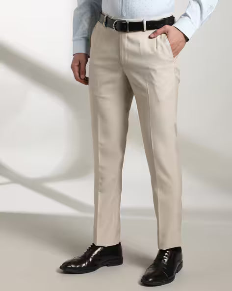 JOHN PLAYERS Men Slim Fit Flat-Front Trousers 443037389004