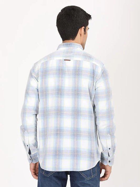 Indian Terrain Men Checked Full Sleeve Cotton Shirt ITMSH07648LS White Shade