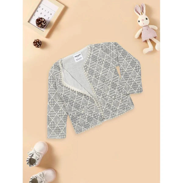 Printed Fleece Jacket For Girls - (Grey)