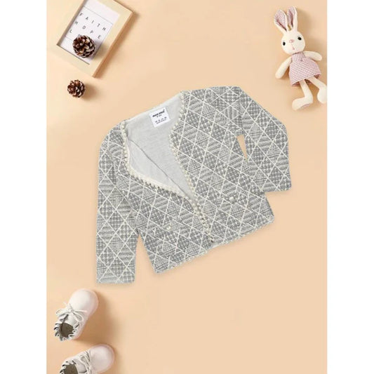 Printed Fleece Jacket For Girls - (Grey)