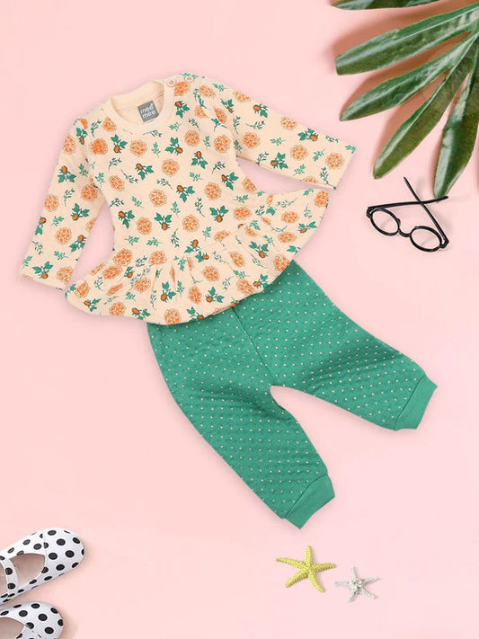 MeeMee Kids 2 Pieces Floral Printed Night suit