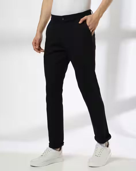JOHN PLAYERS Men Slim Fit Flat-Front Trousers 443051921074