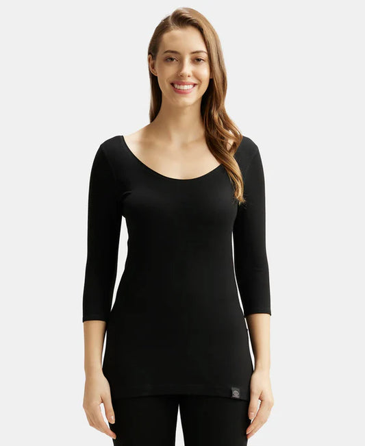 #2511 Soft Touch Microfiber Elastane Stretch Three Quarter Sleeve Thermal Top with StayWarm Technology