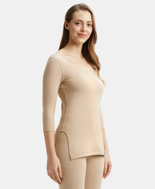 #2511 Soft Touch Microfiber Elastane Stretch Three Quarter Sleeve Thermal Top with StayWarm Technology