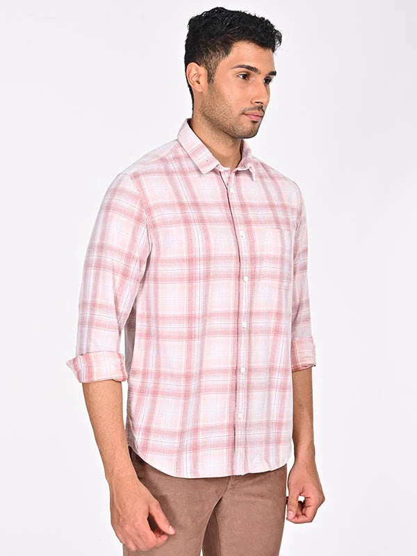 Indian Terrain Men Checked Full Sleeve Cotton Shirt ITMSH07963LS Brick Shade