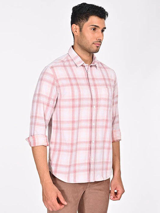 Indian Terrain Men Checked Full Sleeve Cotton Shirt ITMSH07963LS Brick Shade