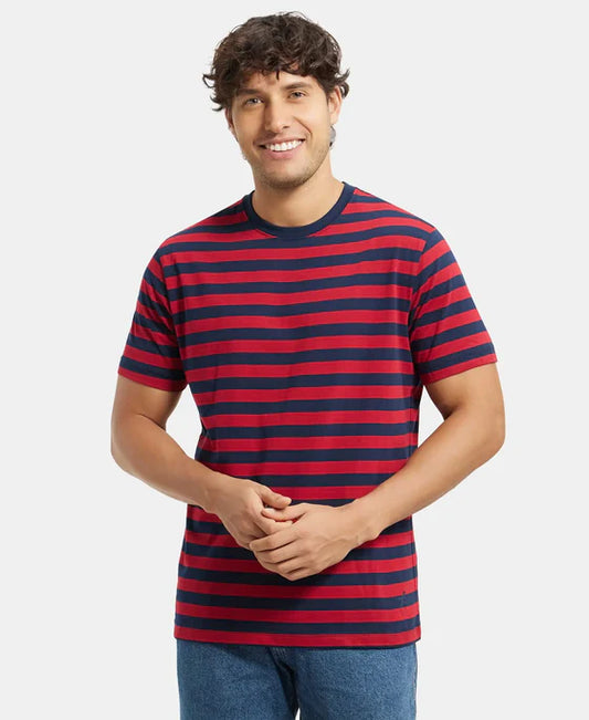 #2715 Super Combed Cotton Rich Striped Round Neck Half Sleeve T-Shirt