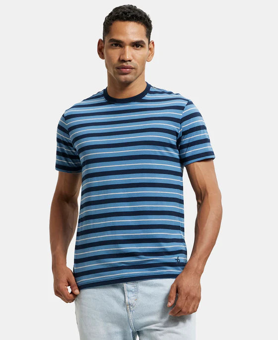 #2715 Super Combed Cotton Rich Striped Round Neck Half Sleeve T-Shirt