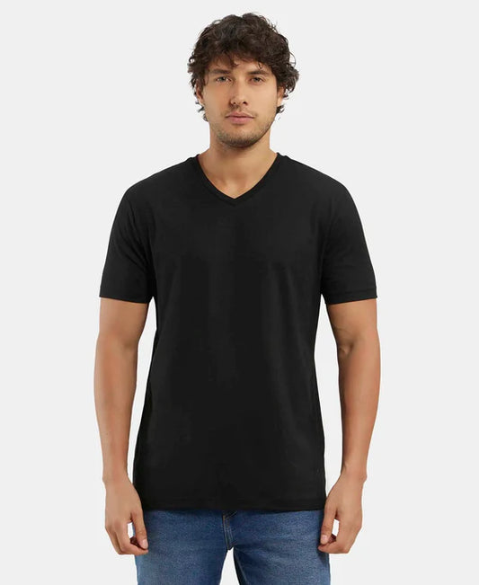 #2726 Super Combed Cotton Rich Solid V Neck Half Sleeve T-Shirt