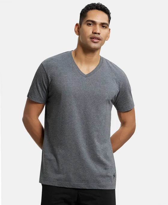 #2726 Super Combed Cotton Rich Solid V Neck Half Sleeve T-Shirt