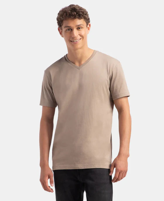 #2726 Super Combed Cotton Rich Solid V Neck Half Sleeve T-Shirt