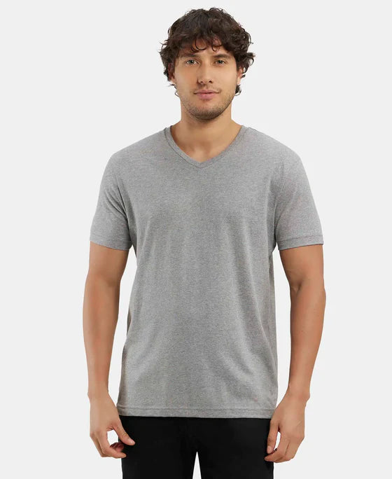 #2726 Super Combed Cotton Rich Solid V Neck Half Sleeve T-Shirt