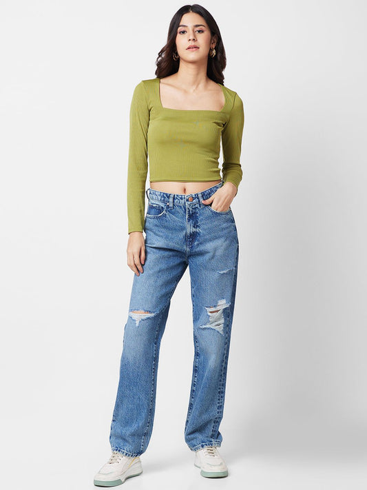 Spykar Women Mid Blue Straight Fit Regular Length Jeans #WDBEL1BD084