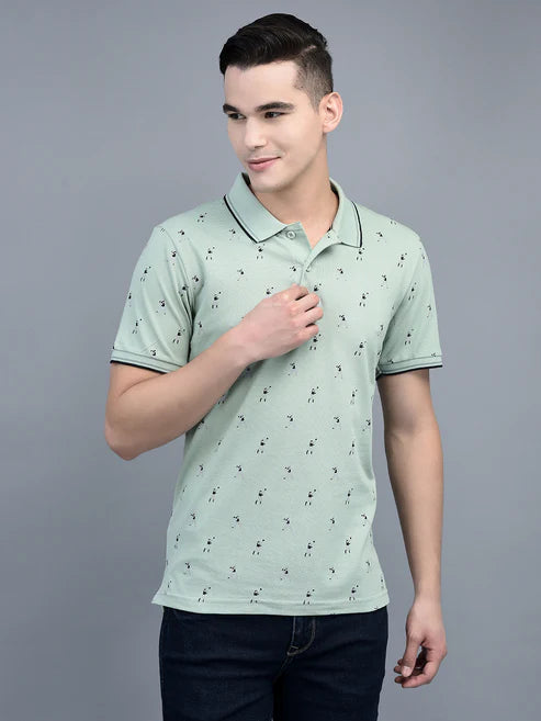 Canoe Men Short Sleeve Polo Neck Printed Pattern T-Shirt # TSH-POLO