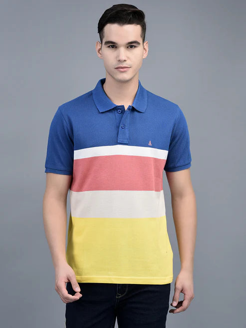Canoe Men Short Sleeve Polo Neck Striped Pattern T-Shirt # TSH-EIDEE